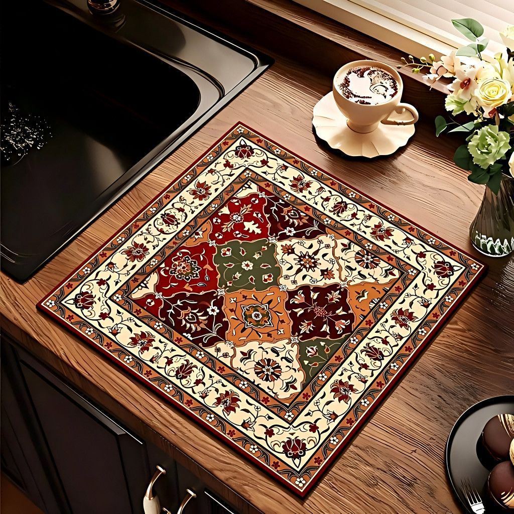Vintage Floral Pattern Kitchen Mat
