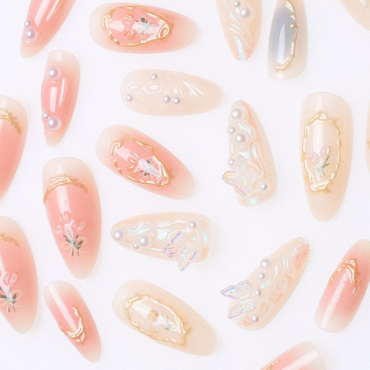Elegant Stiletto Nail Art Extensions with Floral Embellishments Stornfield