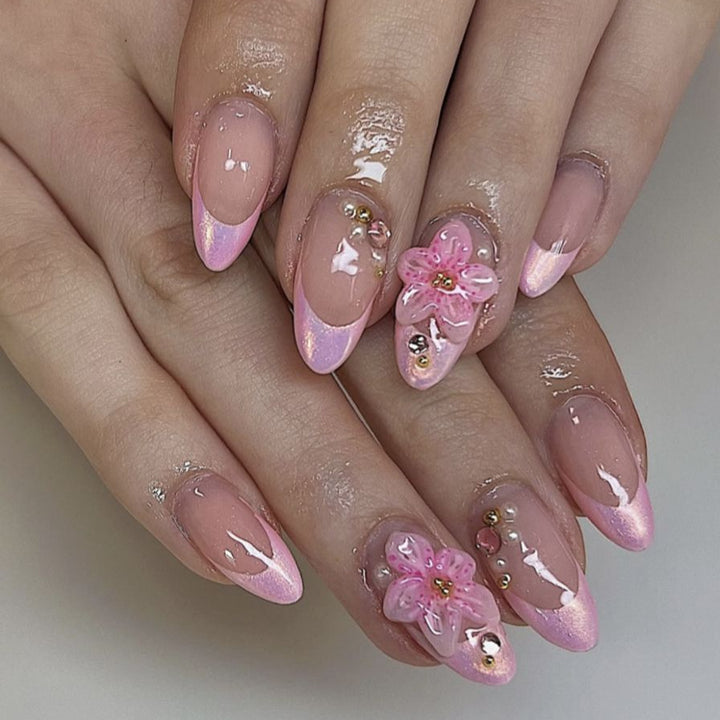 Press-On Nail Art Set with Floral Embellishments Stornfield