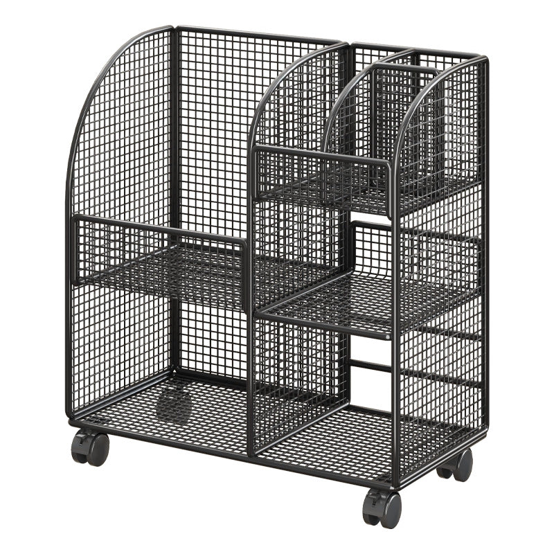 Modular Ventilated Mesh Pantry Trolley with Divided Shelves and Smooth Locking Casters