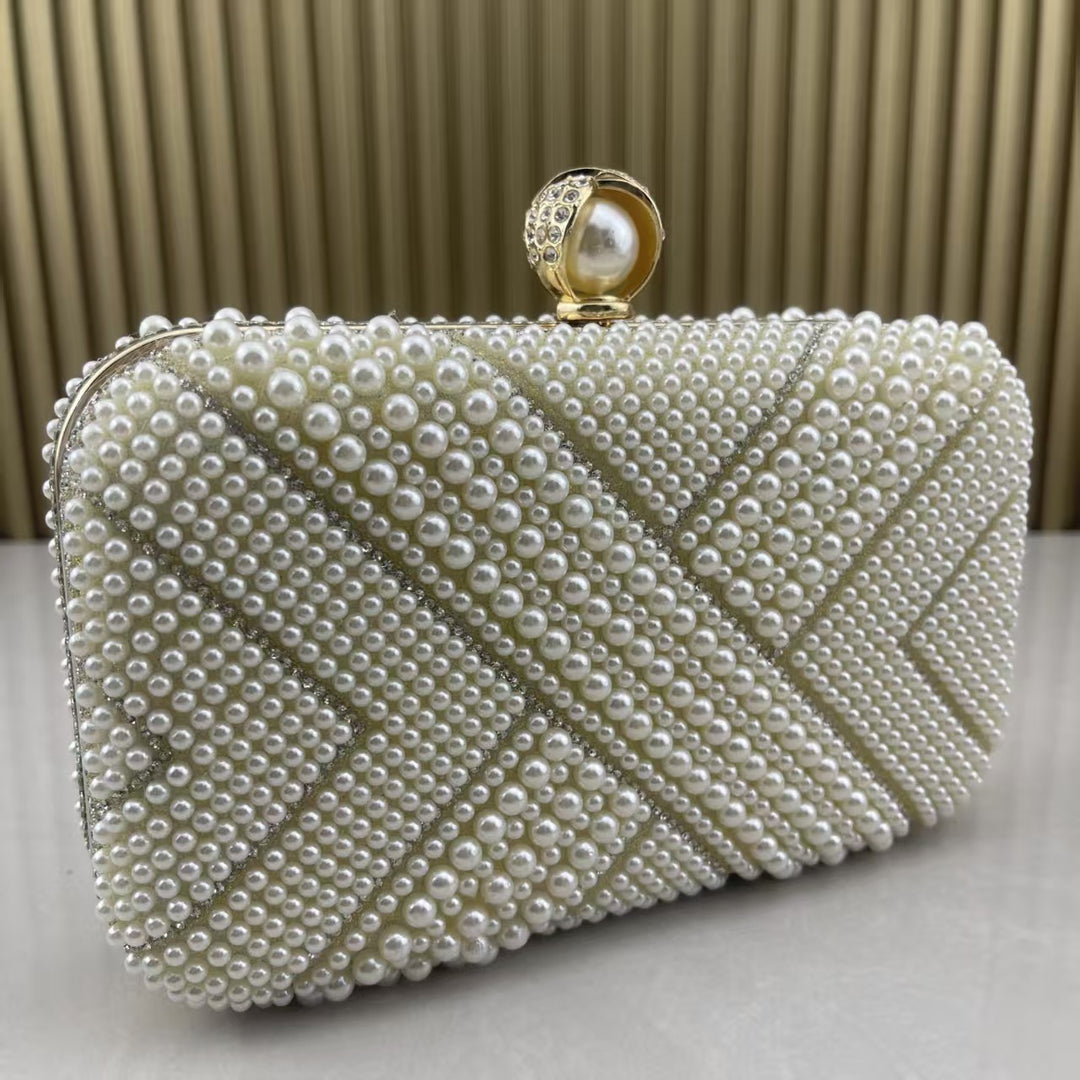 Pearl-Embellished Evening Clutch