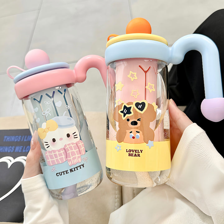 Women's water bottle with playful cat pattern Stornfield