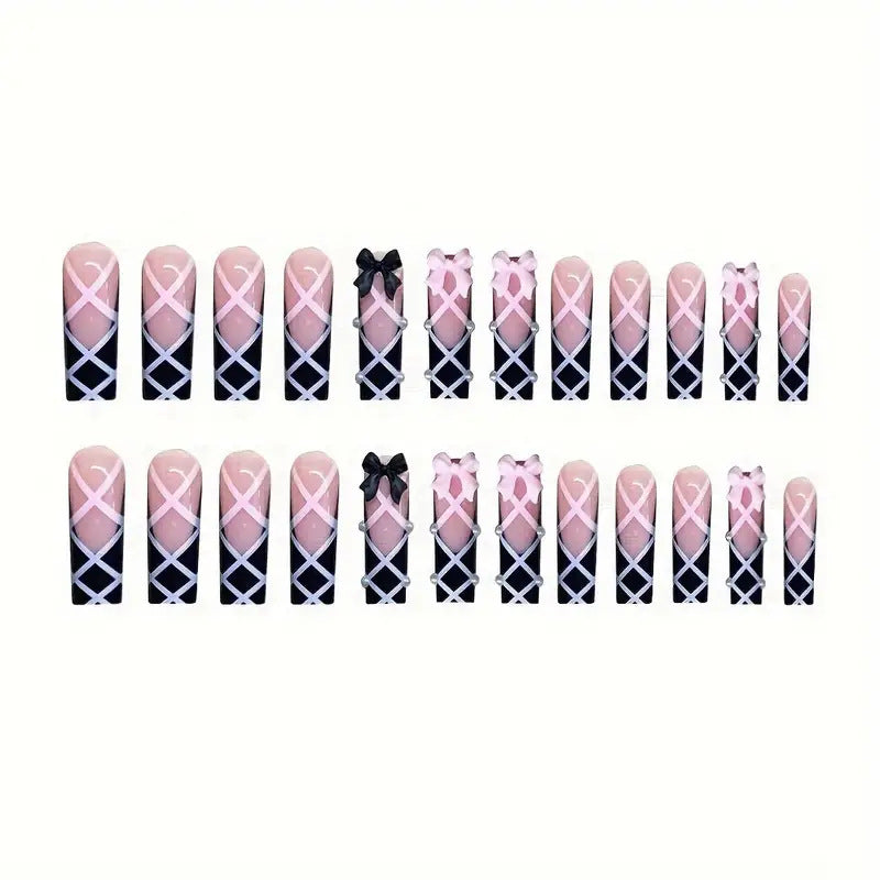 Artistic Bow-Embellished Press-On Nails Stornfield