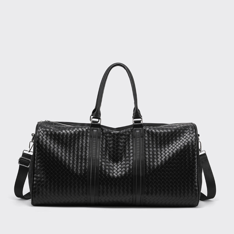 Premium Woven Leather Weekend Duffel Bag Stornfield