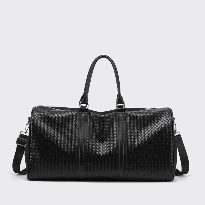 Premium Woven Leather Weekend Duffel Bag Stornfield