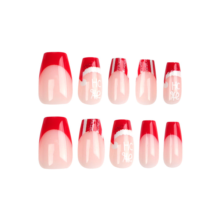 Artificial nail extensions in festive Christmas design Stornfield
