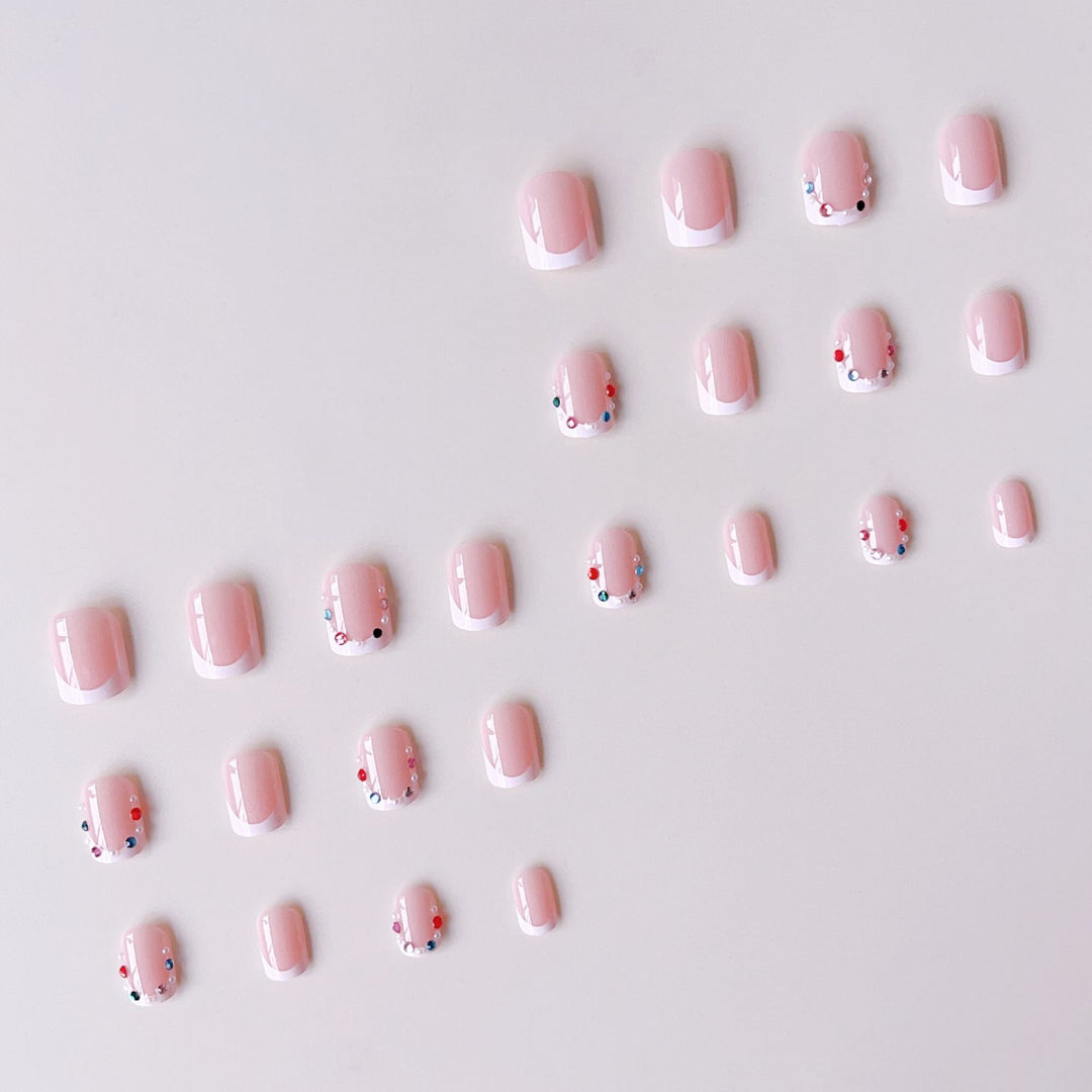 Nail art set with elegant rhinestone decorations and fashionable French design Stornfield