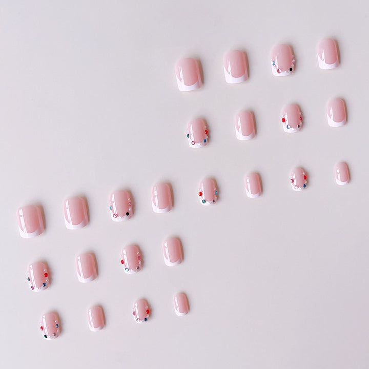 Nail art set with elegant rhinestone decorations and fashionable French design Stornfield