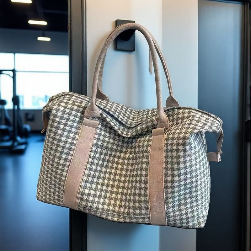 Spacious Tote Bag With Stylish Houndstooth Pattern Stornfield