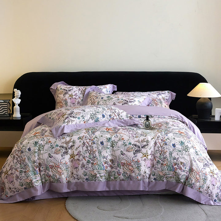 Luxury Floral Cotton Sateen Duvet Cover Set