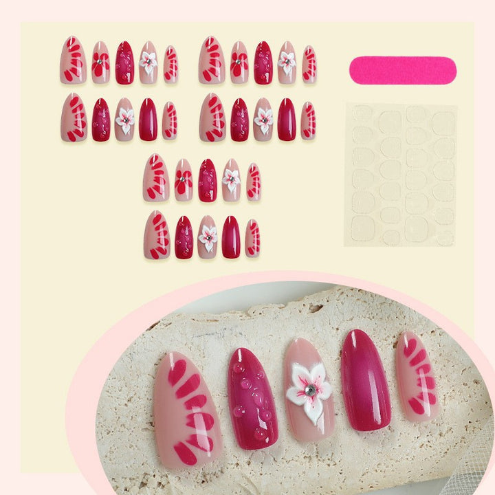 Floral Art Press-On Nail Set with 3D Accents Stornfield