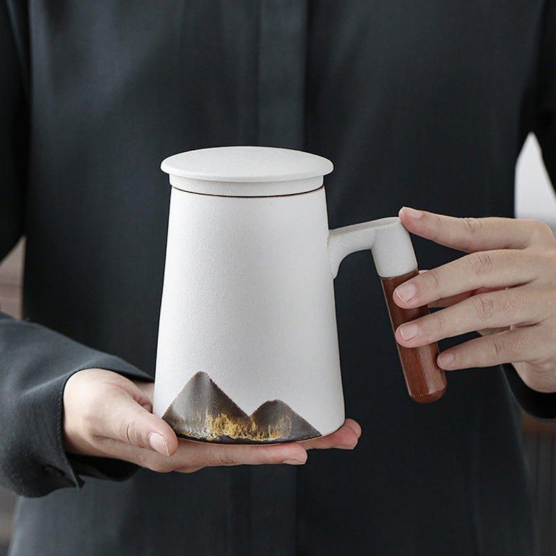 Mountain Themed Ceramic Tea Cups With Filter | Stornfield