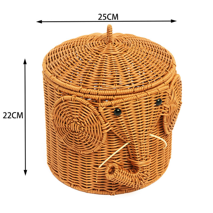 Elephant-Shaped Woven Storage Basket Stornfield