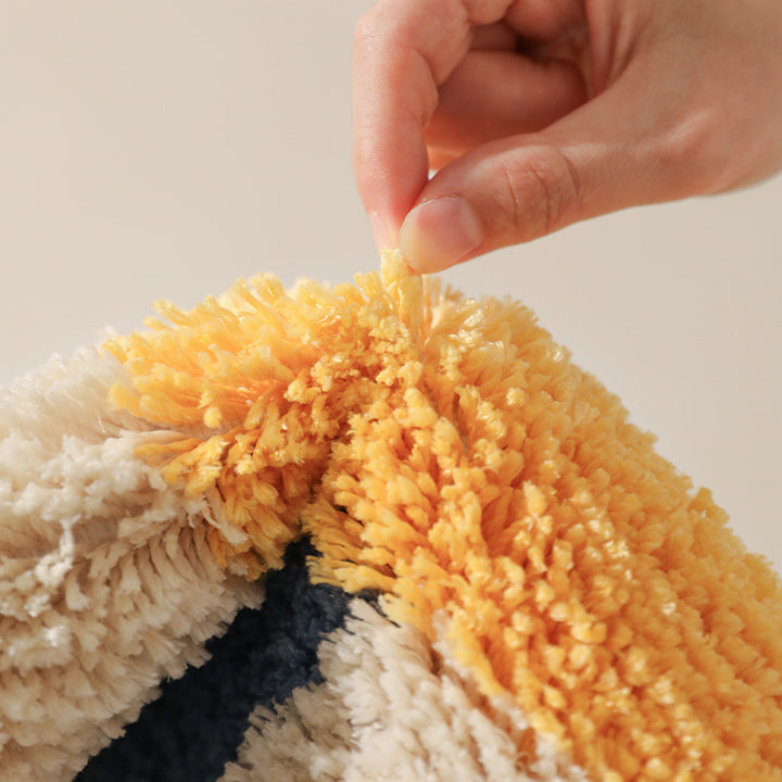 non-slip microfiber entrance mat with high pile and geometric pattern