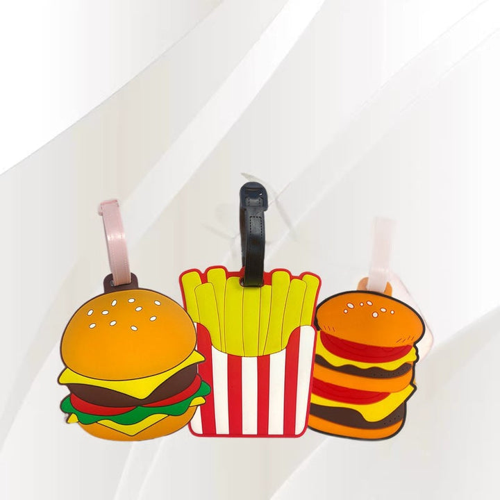 novelty burger shaped silicone luggage tag with flexible strap Stornfield