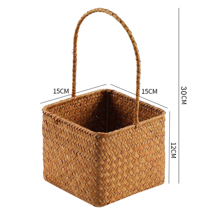 Handwoven Natural Fiber Carrying Basket Stornfield