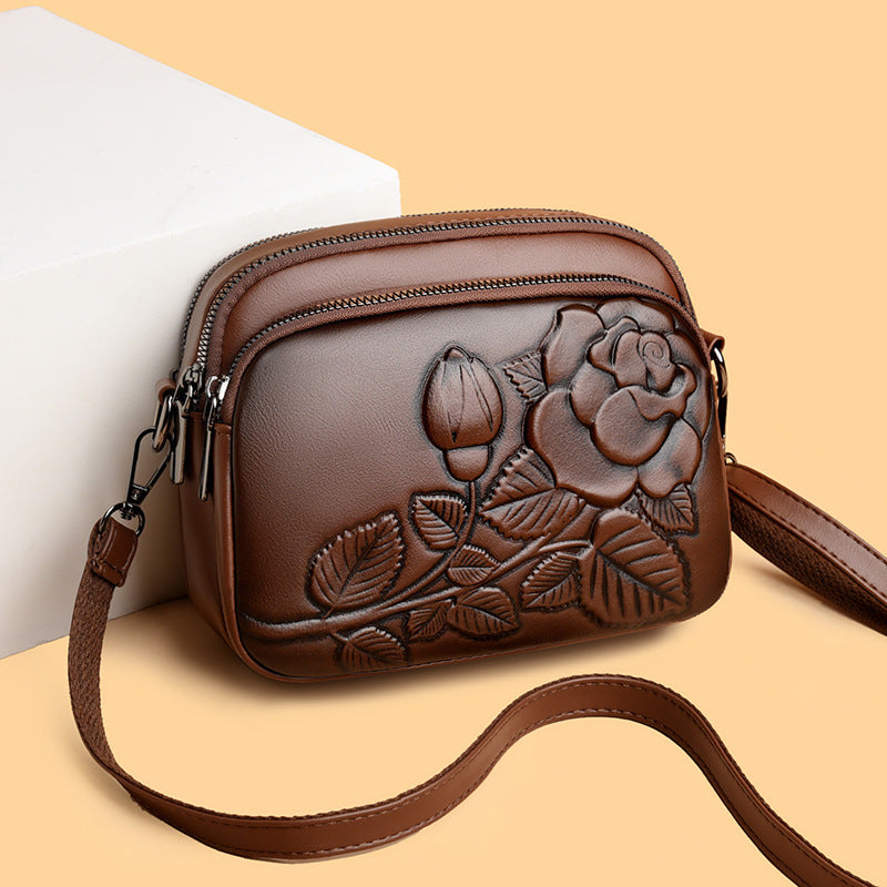 Embossed Floral Crossbody Bag