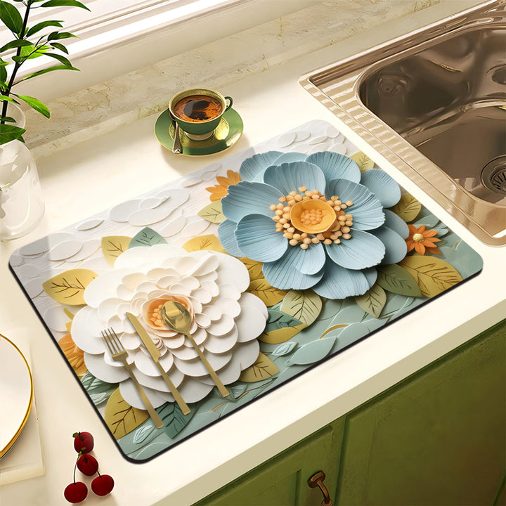 Floral Design Anti-Slip Kitchen Mat