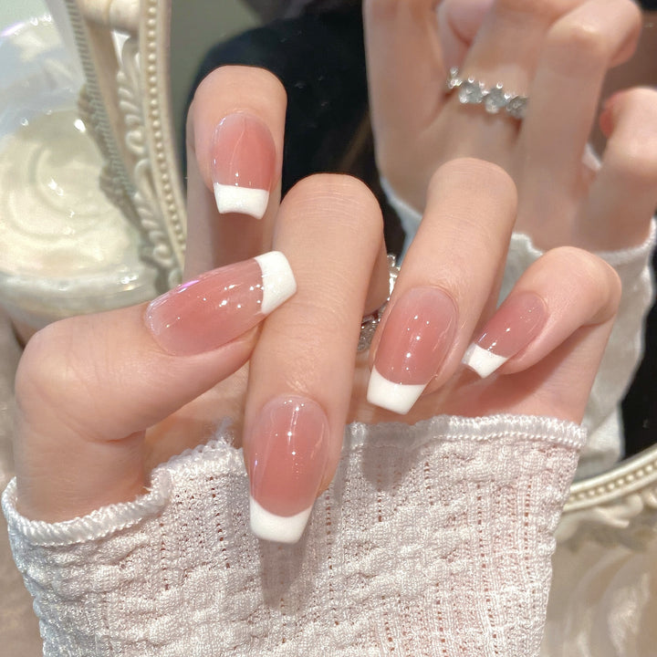 Elegant French Tip Press-On Nail Design Stornfield