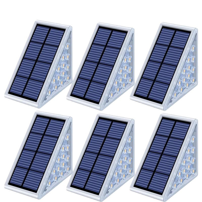 Angled Triangular Solar-Powered LED Stair Step Lights With Dusk-To-Dawn Sensor And Waterproof Mounting Stornfield