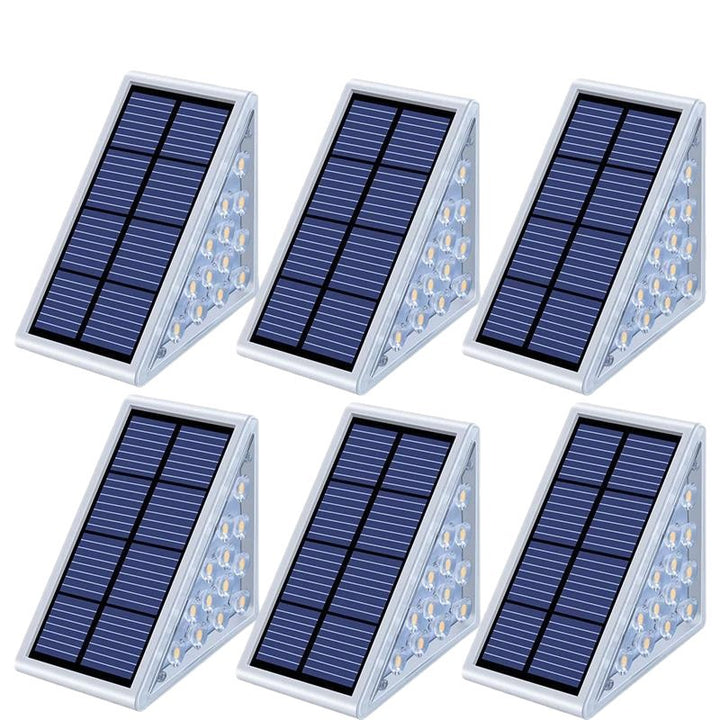 Angled Triangular Solar-Powered LED Stair Step Lights With Dusk-To-Dawn Sensor And Waterproof Mounting Stornfield