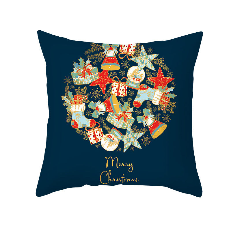 Decorative Holiday Throw Pillow Cover with Festive Ornament Print