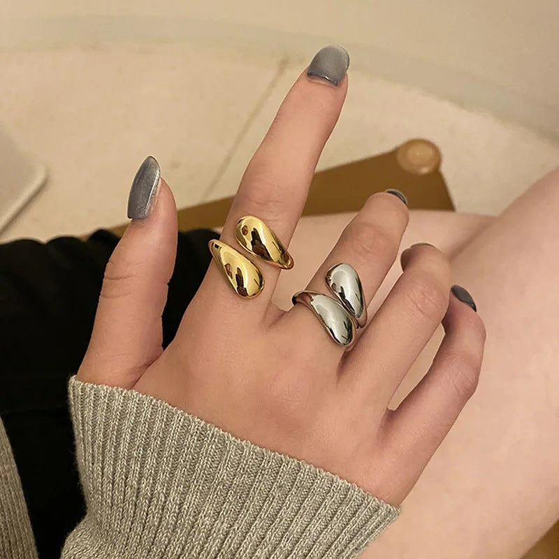 Modern double ring made of stainless steel Stornfield