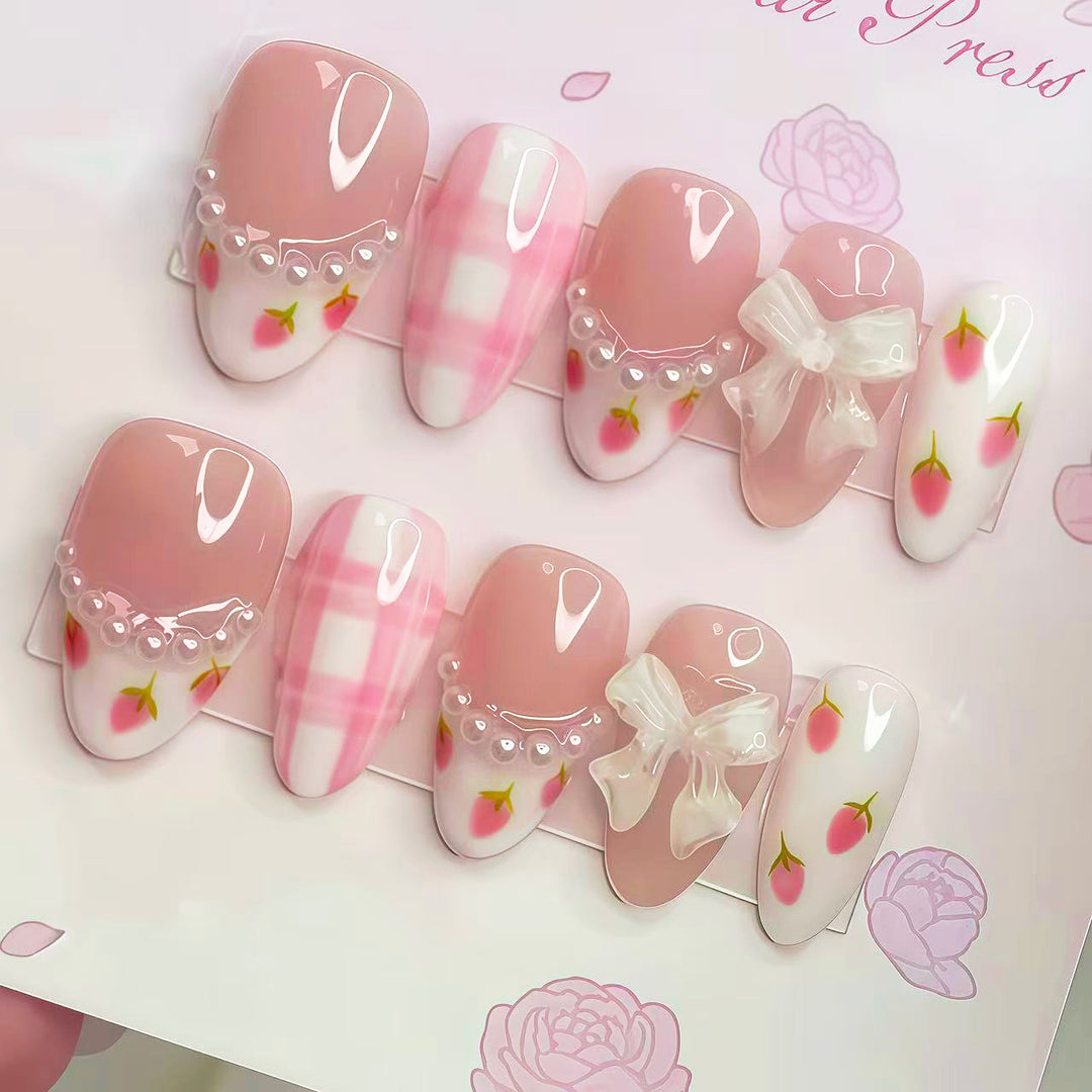 Elegant Decorative Press-On Nail Set 1790746208