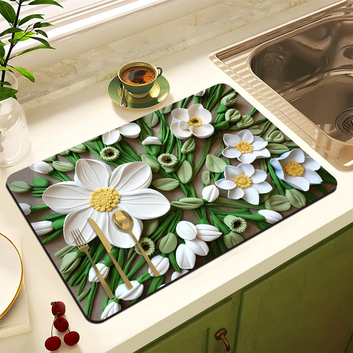Decorative Floral Kitchen Mat