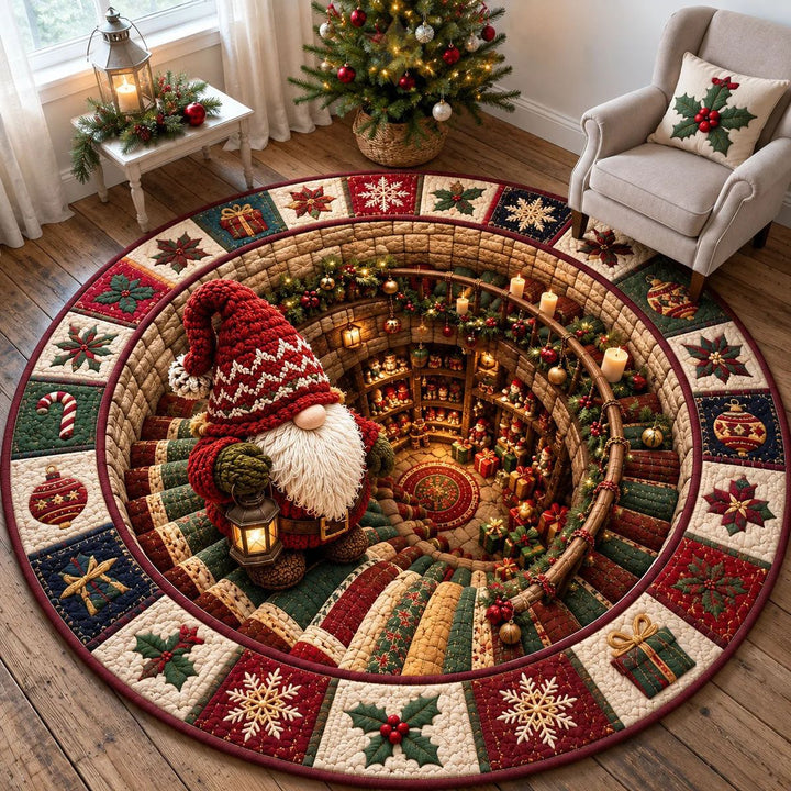Festive Holiday Themed Round Area Rug