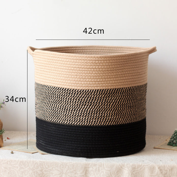 Stylish storage bucket made of woven natural material Stornfield