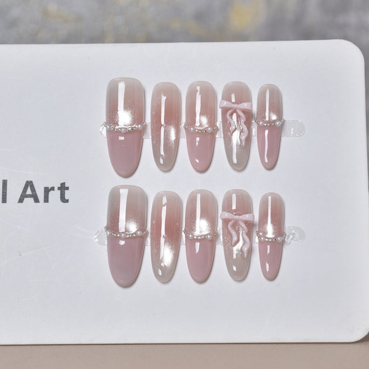 Elegant Long Press-On Nails with Decorative Accents Stornfield