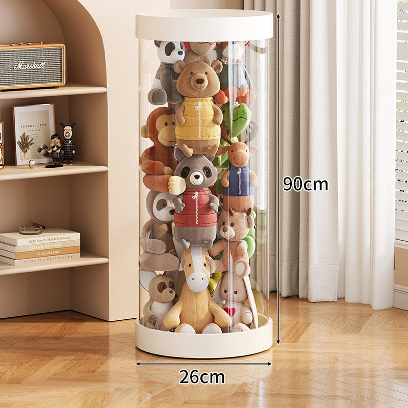 Tall Transparent Cylindrical Plush Toy Display & Storage Tower