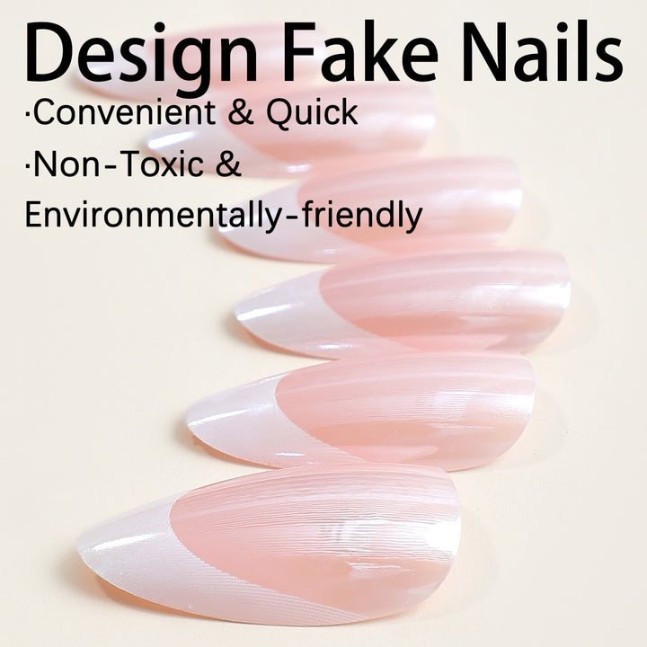 Artificial nail model with elegant French design Stornfield