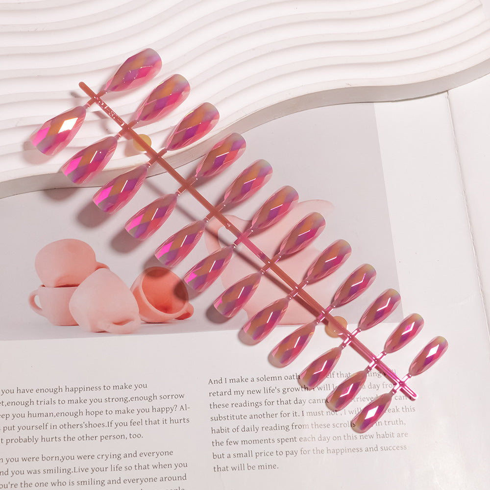Artistic Press-On Nail Set with Geometric Design Stornfield