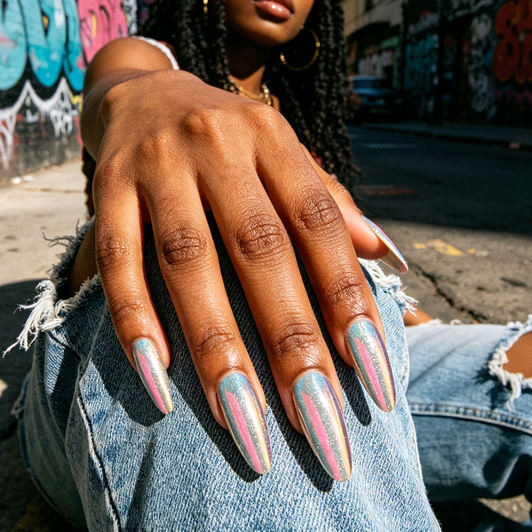 Glamorous Stiletto Press-On Nails with Iridescent Finish Stornfield