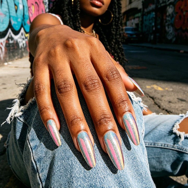 Glamorous Stiletto Press-On Nails with Iridescent Finish Stornfield