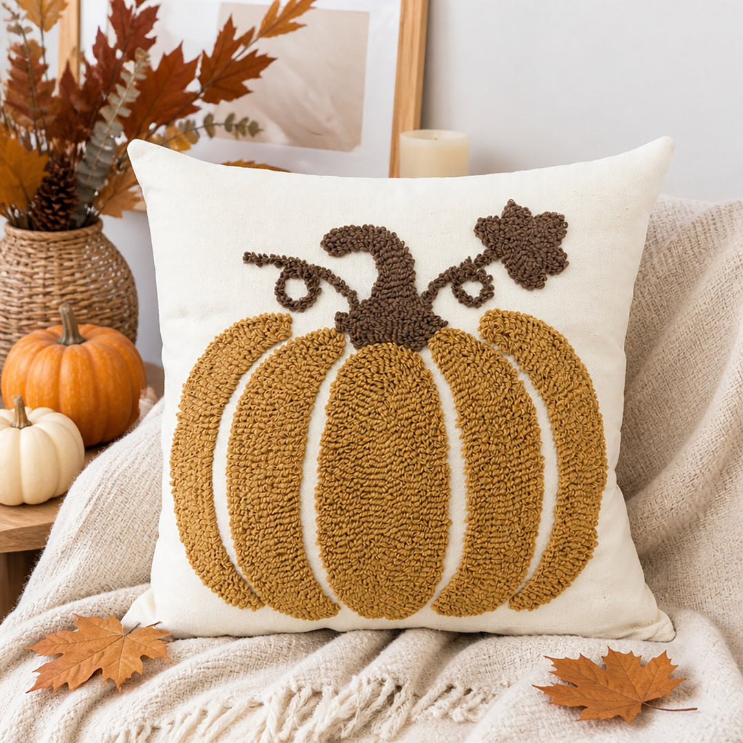 Decorative Tufted Pumpkin Throw Pillow Cover