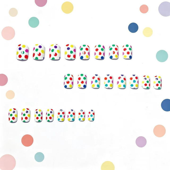 Artificial Nails in Colorful Polka Dot Pattern Stornfield