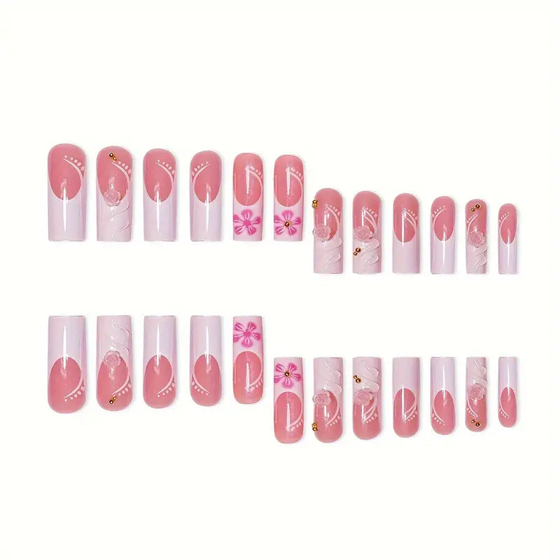 Decorative 3D Floral Acrylic Nail Extensions Stornfield