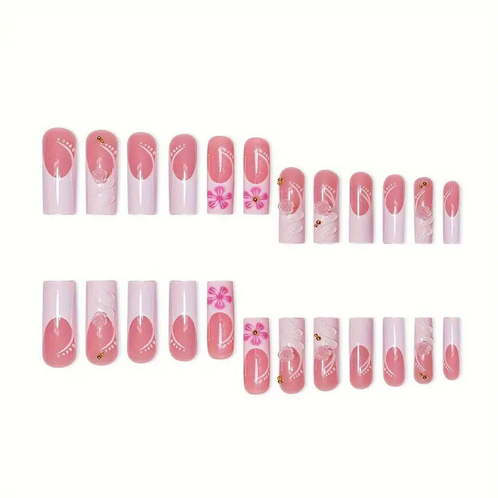Decorative 3D Floral Acrylic Nail Extensions Stornfield