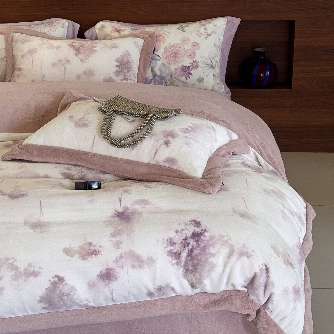 Duvet cover set with fine paisley pattern, reversible function and softly napped inner cover