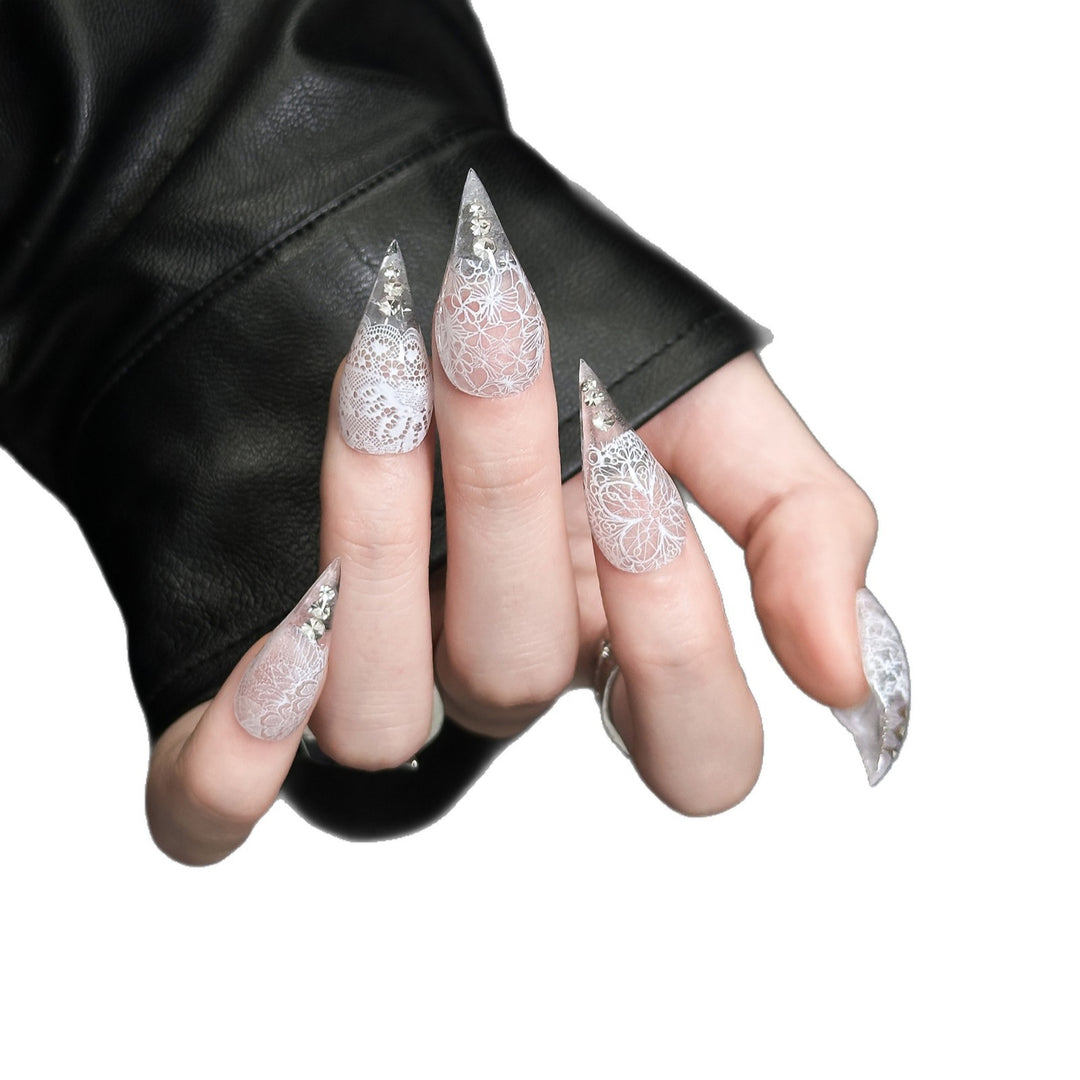 Stiletto Press-On Nail Enhancements with Gem Accents