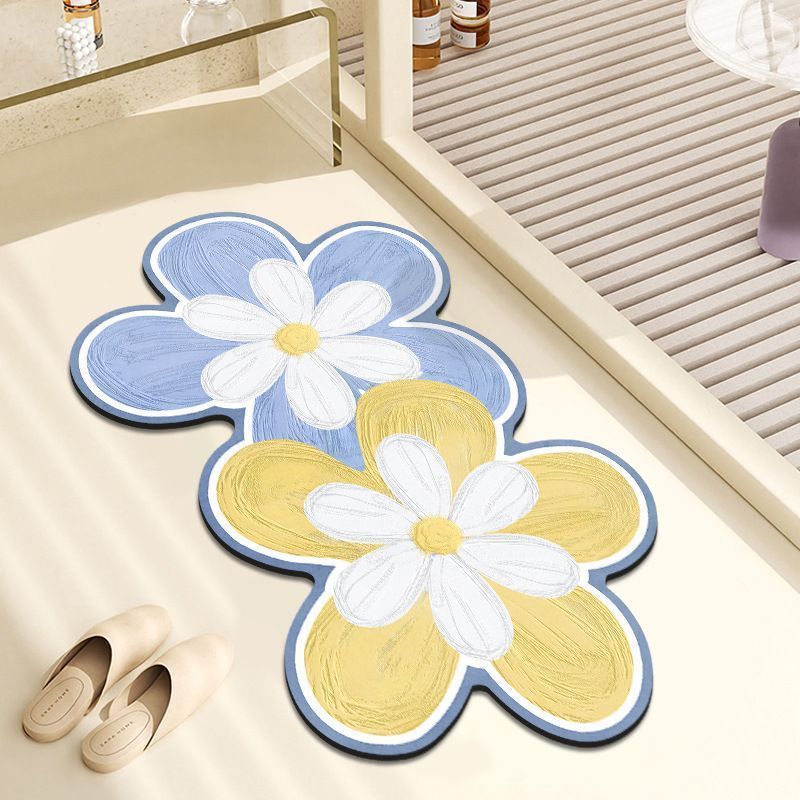 Decorative Floral Pattern Bath Mat for Bathrooms