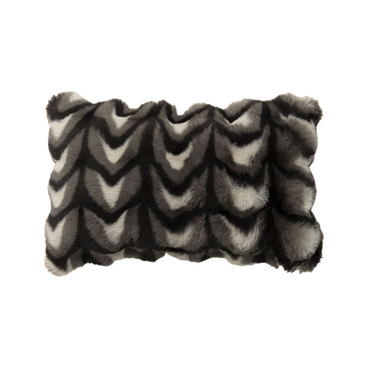 Square decorative cushion made of soft faux fur with inner cushion