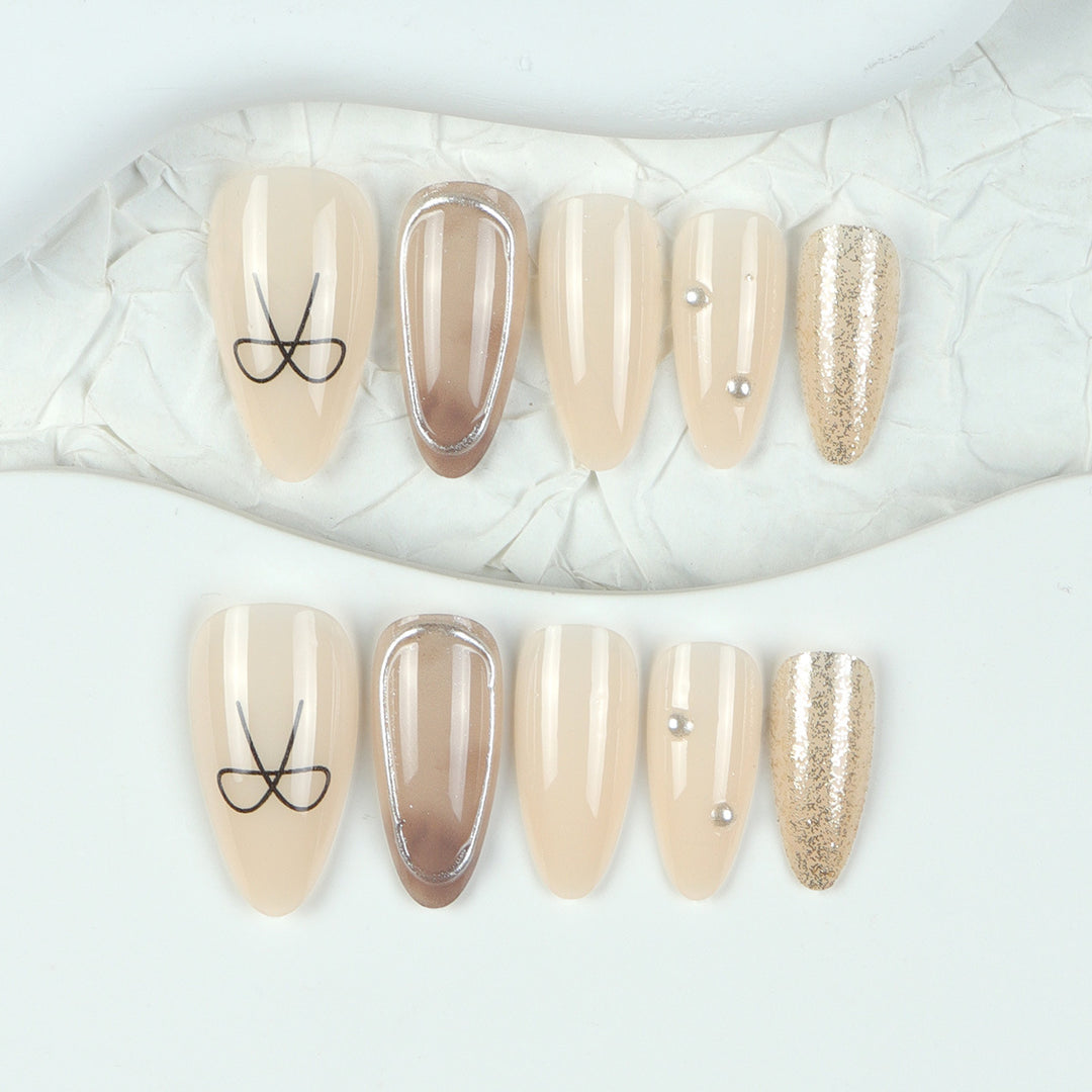 Premium Stiletto Press-On Nails with Glitter and Rhinestone Accents Stornfield