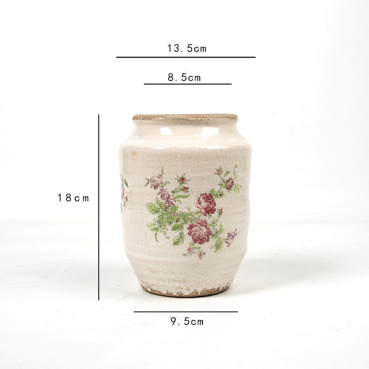 Floral ceramic flower pot with artistic pattern Stornfield