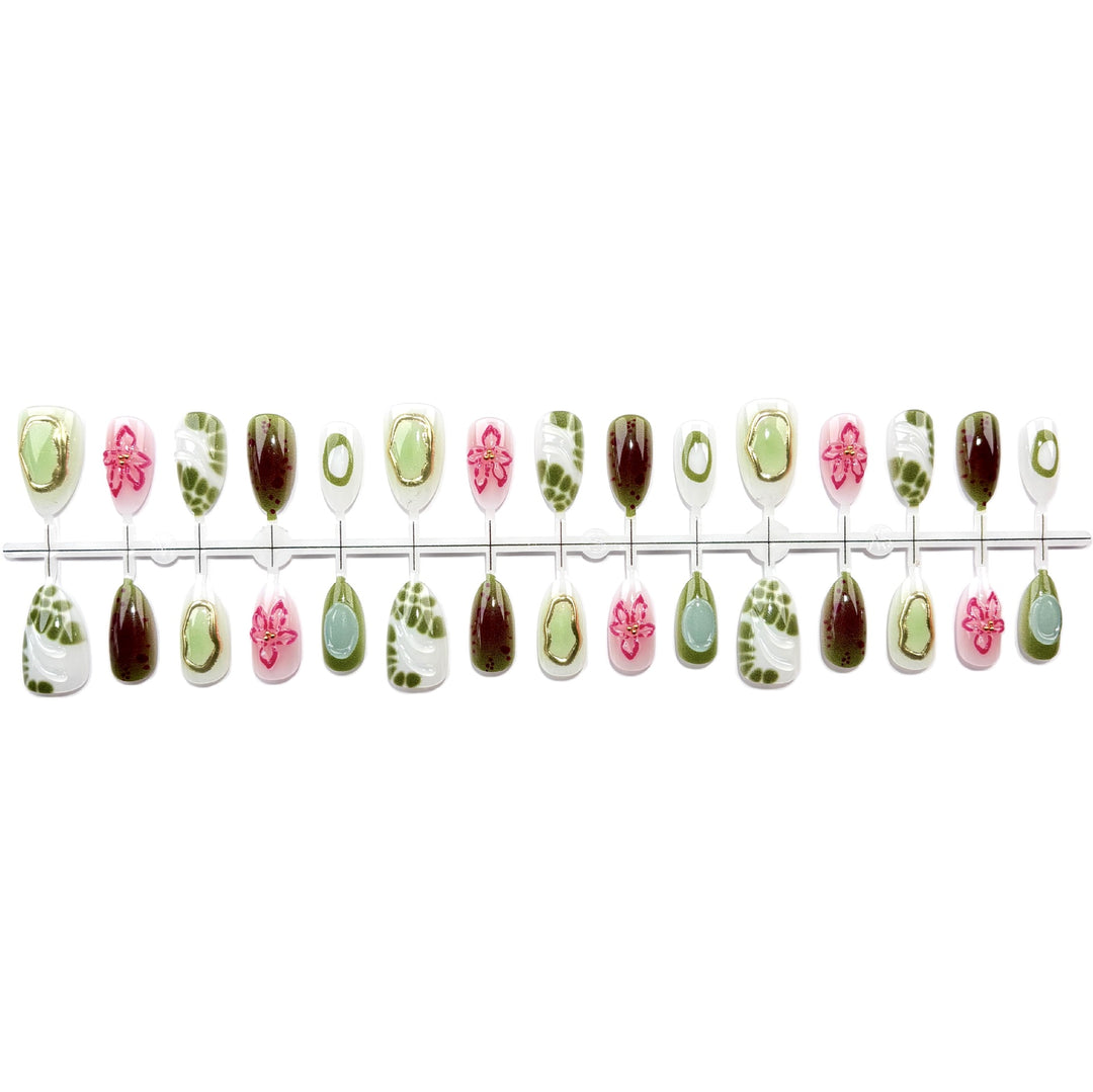 Artistic Floral Press-On Nail Design Set