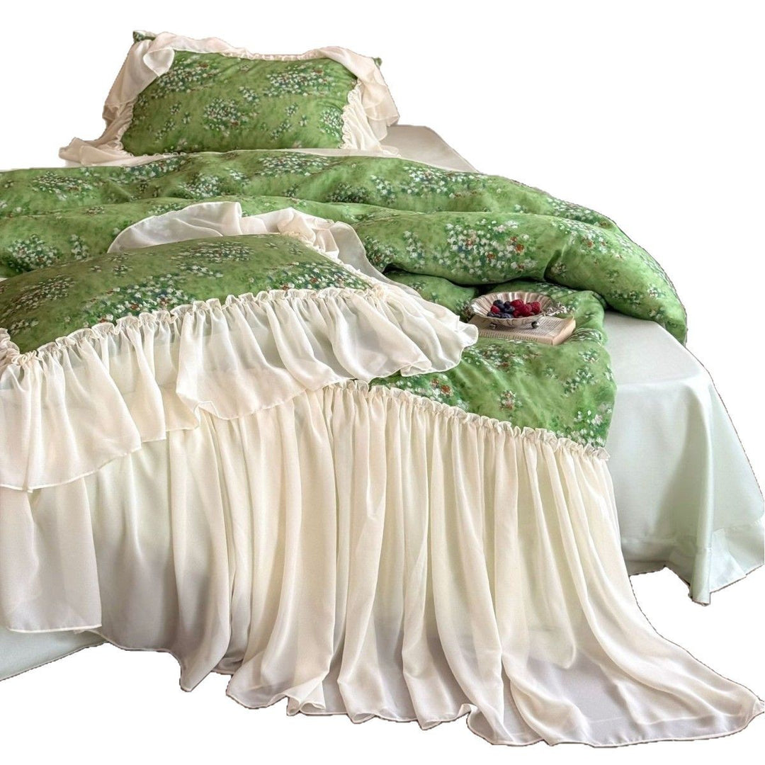 Floral Ruffled Duvet Cover Set with Pillow Shams