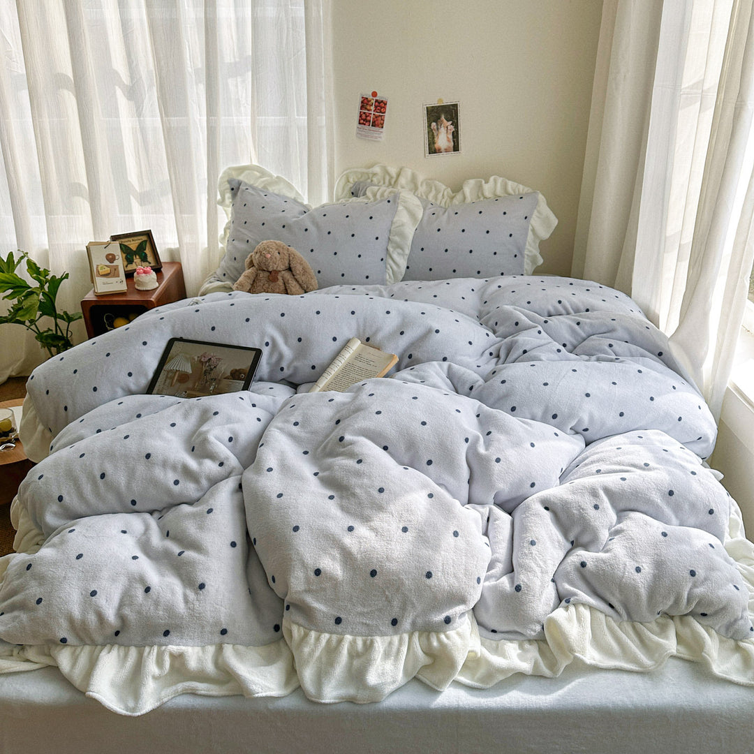 Polka Dot Plush Duvet Set